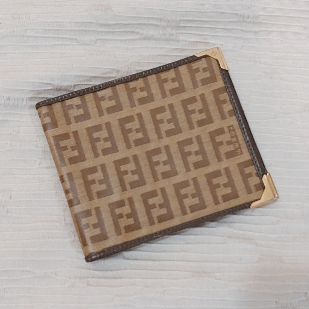 Fendi Brown Monogram Bifold Wallet with Corner Hardware